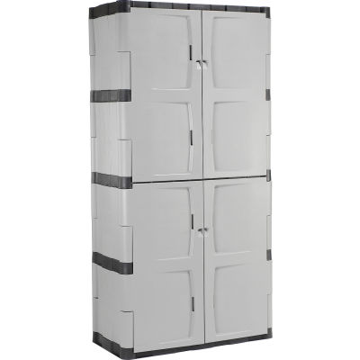 Rubbermaid® Plastic Storage Cabinet With Full Double Doors, 36"W x 18"D x 72"H