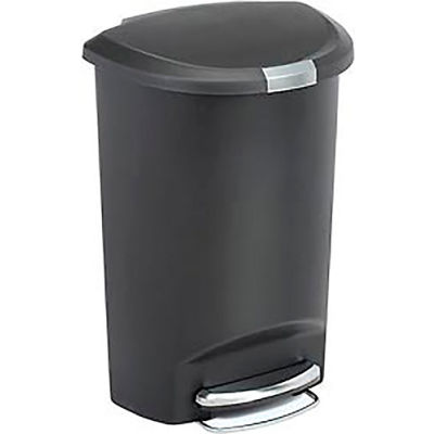 simplehuman® Semi Round Plastic Step Can - 13 Gallon Black