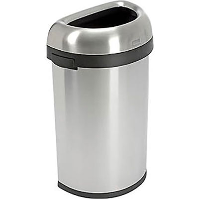 Simplehuman® Stainless Steel Semi-Round Open Top Trash Can, 16 Gallon