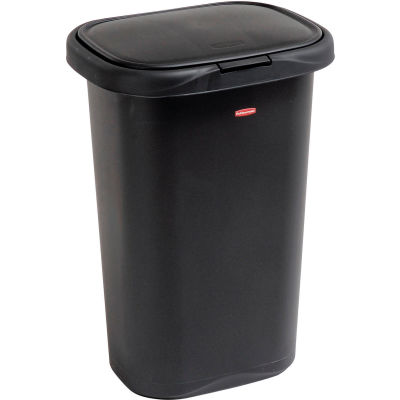 Rubbermaid® Liner Lock Spring Top Wastebasket 5l58 52 Qt, Black