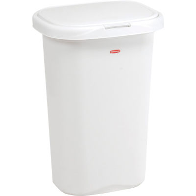 Rubbermaid® Liner Lock Spring Top Wastebasket 5l58 52 Qt, White