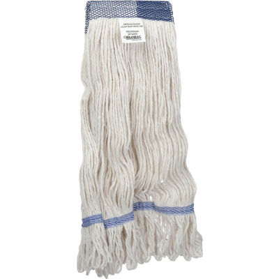 Global Industrial Medium Blend Looped Mop Head, Wide Band