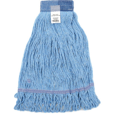 Global Industrial Small Blue Looped Mop Head, Wide Band