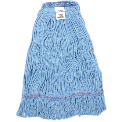Global Industrial Medium Blue Looped Mop Head, Narrow Band