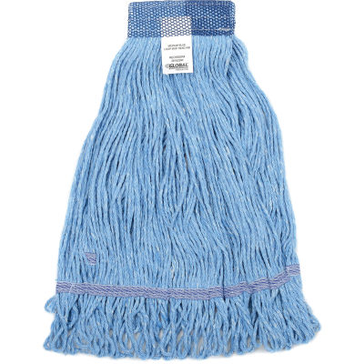 Global Industrial Medium Blue Looped Mop Head, Wide Band