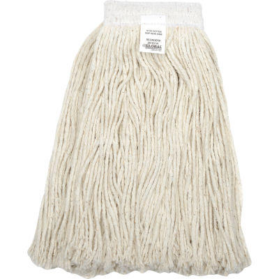 Global Industrial 16 oz. Cotton Cut-End Mop Head, 4Ply, Wide Band