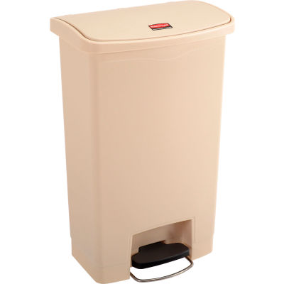 Rubbermaid® Slim Jim® 1883458 Plastic Step On Container, Front Step 13 Gallon - Beige