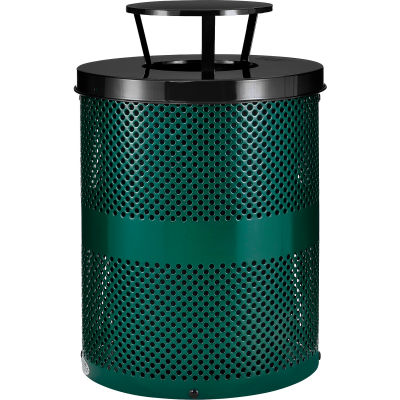 Global Industrial™ Outdoor Perforated Steel Trash Can With Rain Bonnet ...