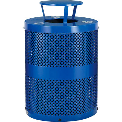 Global Industrial Thermoplastic Perforated Recycling Receptacle W/ Rain Bonnet, 32 Gal. Cap.