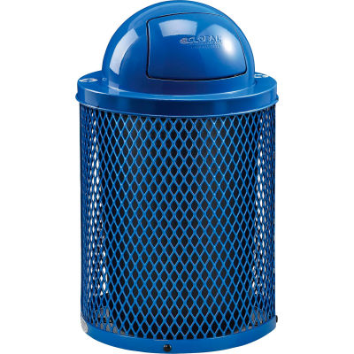 Global Industrial Thermoplastic 32 Gallon Mesh Recycling Receptacle w/Dome Lid - Blue