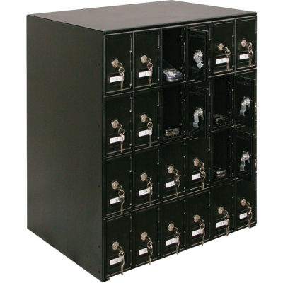 United Visual Products 24 Door Cell Phone Locker W/Master Key Lock Set, 22"Wx16"Dx26"H,Blk,Assembled