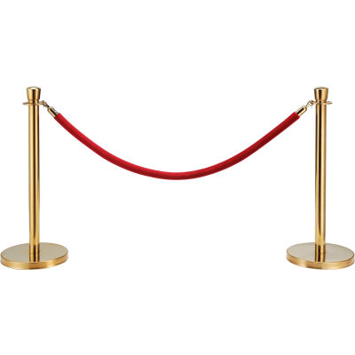 Global Industrial™ Red Velour Rope 59" With Ends For Portable Gold Post