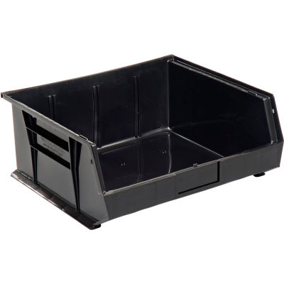 Global Industrial Plastic Stack & Hang Bin, 16-1/2"W x 14-3/4"D x 7"H, Black - Pkg Qty 6