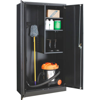 Global Industrial™ Janitorial Cabinet, 36"W x 18"D x 72"H, Black, Assembled