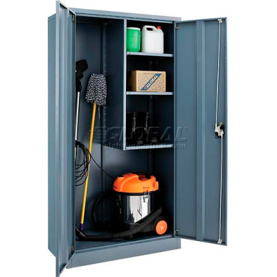 Global Industrial™ Janitorial Cabinet, 36"W x 18"D x 72"H, Gray, Unassembled