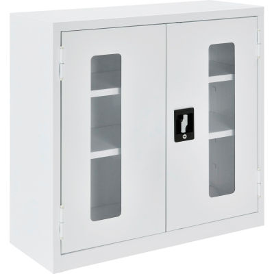 Global Industrial™ Clear View Wall Storage Cabinet Assembled 30"W x 12"D x 30"H Off White