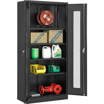 Global Industrial Storage Cabinet With Expanded Metal Door Assembled 36"W x 18"D x 78"H Black