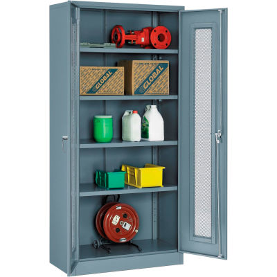 Global Industrial™ Storage Cabinet With Expanded Metal Door Unassembled 36x18x78 Gray