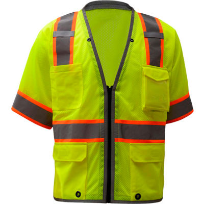 GSS Safety 2701, Class 3, Heavy Duty Safety Vest, Lime, L