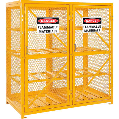 Global Industrial Cylinder Storage Cabinet DBL Door Horizontal, 16 Cylinder Capacity