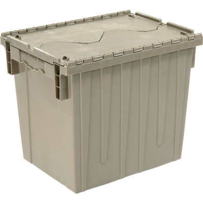 shipping container plastic storage lid containers industrial attached totes global gray bins globalindustrial distribution