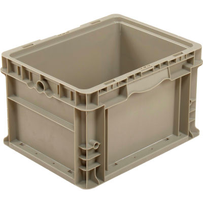 Global Industrial Stackable Straight Wall Container, Solid, 12"Lx15"Wx9"H, Gray