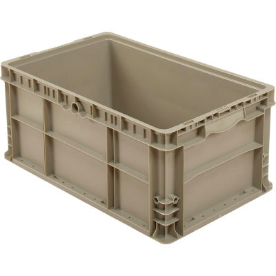 Global Industrial Stackable Straight Wall Container, Solid, 24"Lx15"Wx11"H, Gray