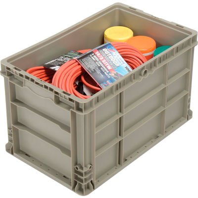 straight container gray stackable solid containers globalindustrial bins stacking totes industrial global