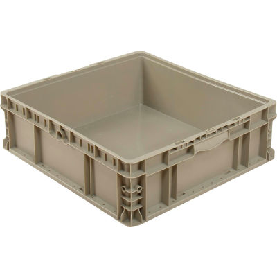Global Industrial Stackable Straight Wall Container, Solid, 24"Lx22"Wx7"H, Gray