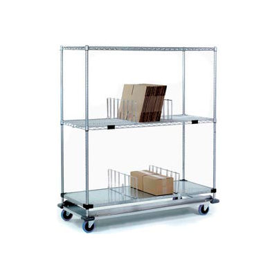 Nexel® Open Sided Wire Stock Picker Truck w/3 Shelves, 1000 lb. Capacity, 48"L x 24"W x 69"H