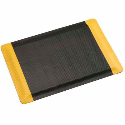 Apache Mills Invigorator Corrugated Safety Mat 1/2" Thick 3' x Up to 75' Black/Yellow Border