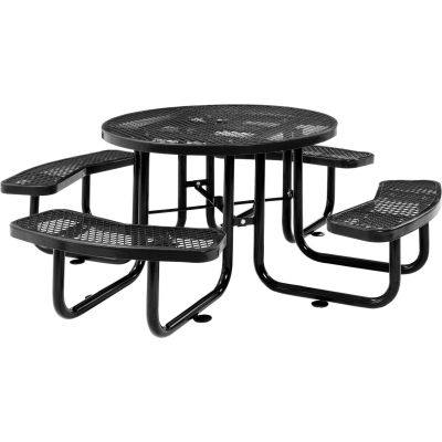 Global Industrial™ 46" Round Picnic Table, Expanded Metal, Black