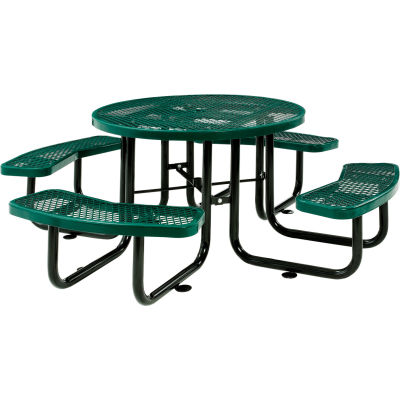 Global Industrial™ 46" Round Picnic Table, Expanded Metal, Green