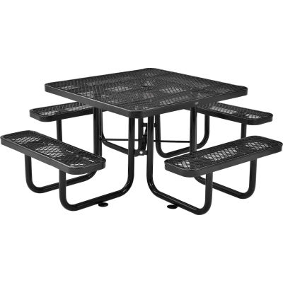 Global Industrial™ 46" Square Picnic Table, Expanded Metal, Black