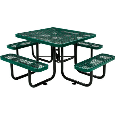 Global Industrial™ 46" Square Picnic Table, Expanded Metal, Green