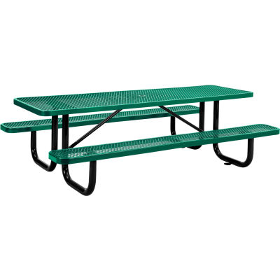 Global Industrial™ 8' Rectangular Picnic Table, Expanded Metal, Green