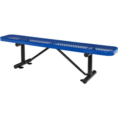 Global Industrial™ 6 ft. Outdoor Steel Flat Bench - Expanded Metal - Blue