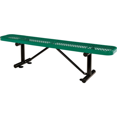 Global Industrial™ 6 ft. Outdoor Steel Flat Bench - Expanded Metal - Green