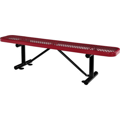 Global Industrial™ 6' Outdoor Steel Flat Bench, Expanded Metal, Red