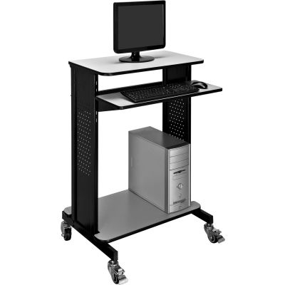 Global Industrial™ Mobile Computer Workstation & Standing Desk With Keyboard & Mouse Tray