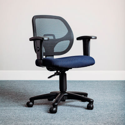 Interion® Mesh Office Chair with Arms - Fabric - Blue