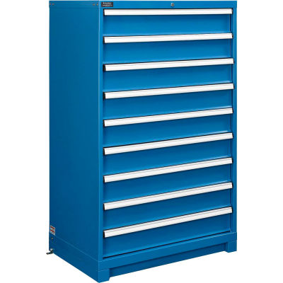 Global Industrial Modular Drawer Cabinet, 9 Drawers, w/Lock, 36"Wx24"Dx57"H, Blue