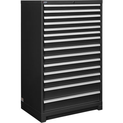 Global Industrial Modular Drawer Cabinet, 14 Drawers, w/Lock, w/o Dividers, 36"Wx24"Dx57"H BLK
