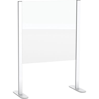 Global Industrial™ Cashier Shield 48"L X 36"H, With Racetrack Base, Silver