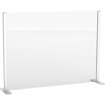 Global Industrial™ Cashier Shield 48"L X 36"H, With Racetrack Base, Silver