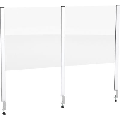 Global Industrial™ Cashier Shield 48"L X 24"H W/ Clamp On Base And Center Clamp On Base Silver
