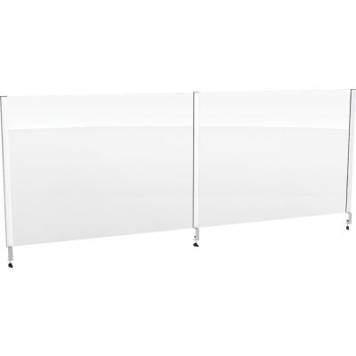 Global Industrial™ Cashier Shield 96"L X 36"H W/ Clamp On Base And Center Clamp On Base Silver