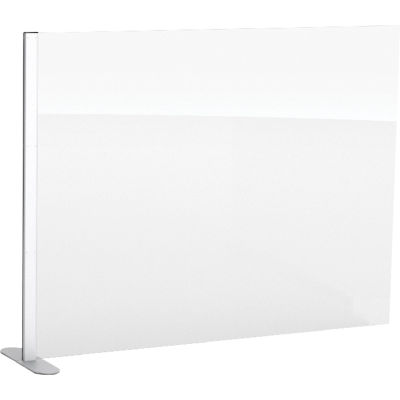 Global Industrial™ Cashier Shield 48"L x 36"H Add-On, With Center Racetrack Base, Silver