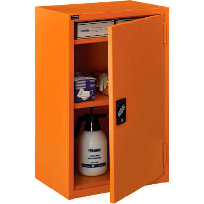 Global Industrial Emergency Preparedness Cabinet, Wall Mount, 18"Wx12"Dx26"H, Orange