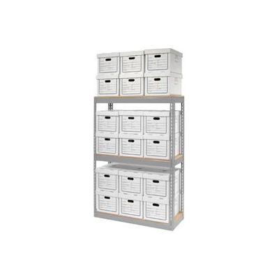 Global Industrial™ Record Storage Open With Boxes 42"WX15"DX60"H - Gray